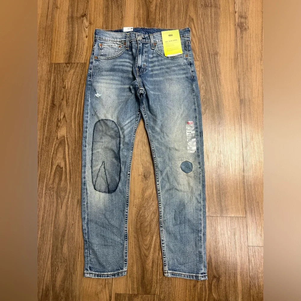 Levi's 512 Slim Taper Women's Denim Jeans Grunge Distressed‎ Sashiko Embroidered